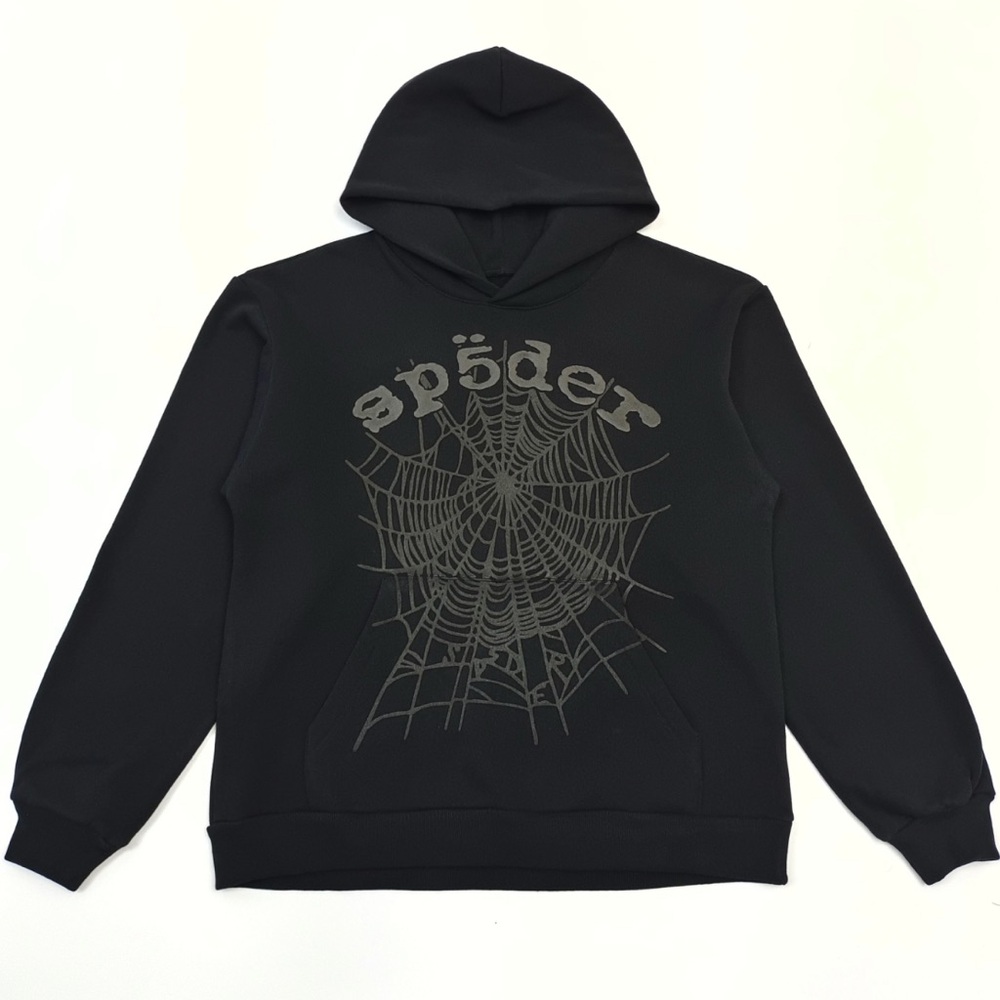 Black Spider Web Graphic Hoodie Sweatshirt